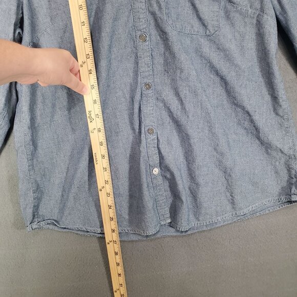 J. JILL DENIM Womens Button Top Large 100% Cotton Blue Long Sleeves Point Collar - Picture 4 of 9